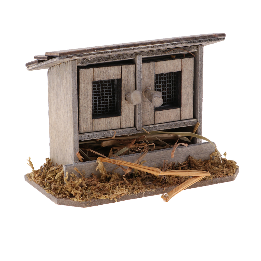 Miniature chicken coop nest Hen house fairy garden for 1/12 dollhouse decors 