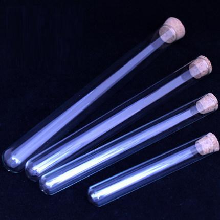 100PCS 20x150MM glass test tube round bottom with cork stopper