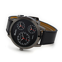 Oulm 9630 Three Movement Quratz Watch 3 working sub dials display 3 different time Rubber Leather