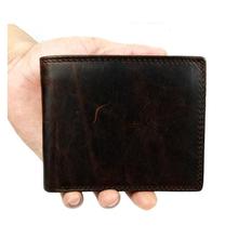 Luxury Brand High Quality Vintage Designer 100% Top Genuine Crazy Horse Cowhide Leather Men Short Wallet Purse With Coin Pocket