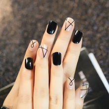 Black Middle Size False Nails Press-on Nails Satellite trajectory Clear Nail Tips Decroation Z193
