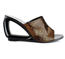 2015 New High Heel Slippers Women Summer Party Shoes Female Brand Fashion Slip On Wedge Woman Slippers Punk Pierced Women Slides