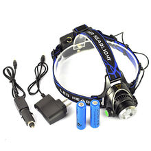 New 2500LM XM L T6 LED Zoomable Headlight Head Torch Lamp 2 X 18650 AC Car