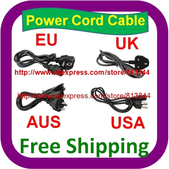 1 pcs Free Shipping AC Power Cord cable lead Adapter EU US UK AU Plug 10A 250V Laptop AC Adapter Cord