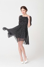 free shipping cocktail half sleeve elegant plus big size half sleeve chiffon polka dots women midi dress