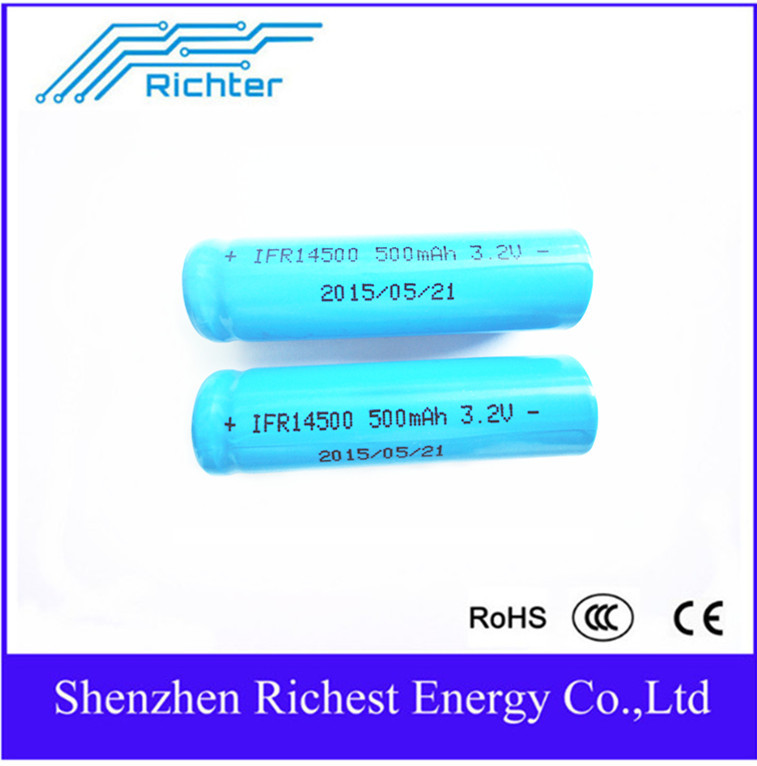 Multipurpose Richter Brand IFR Rechargeable Lithium Battery 14500 500mah 3 2V flat pointed for Consumer Electronics