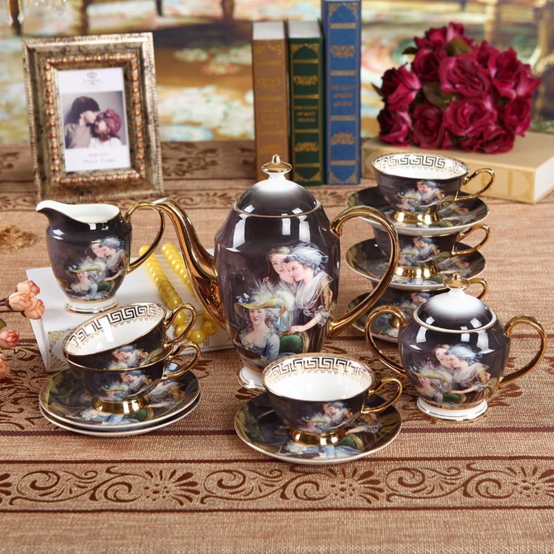 15 pieces restoring ancient ways style coffee sets royal bone china tea cup set ceramic teapot