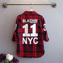 children and kids spring clothes long sleeve plated blouse shirt for girls and boys withe number printed cool shrits retail