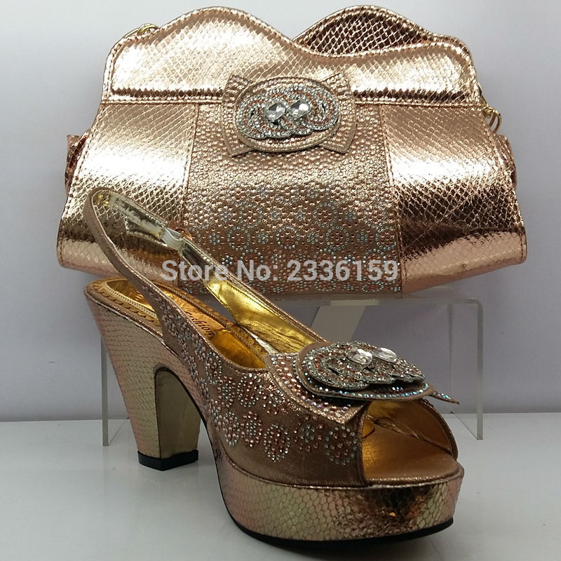 champagne gold shoes and bag