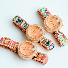2015 The new high grade steel watches Fashion flowers female gold watch Various colors diamond luxury