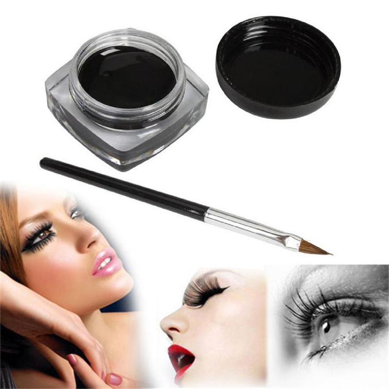 Hot Selling Eye Liner Cosmetics Makeup Waterproof Liquid Eyeliner Shadow Gel Makeup Brush Black LY067