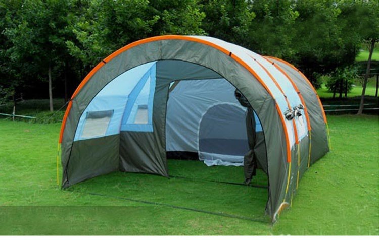 1x 480310210cm big doule layer tunnel tent 5-10 person outdoor camping family party hiking hunting fishing tourist tent house (2)