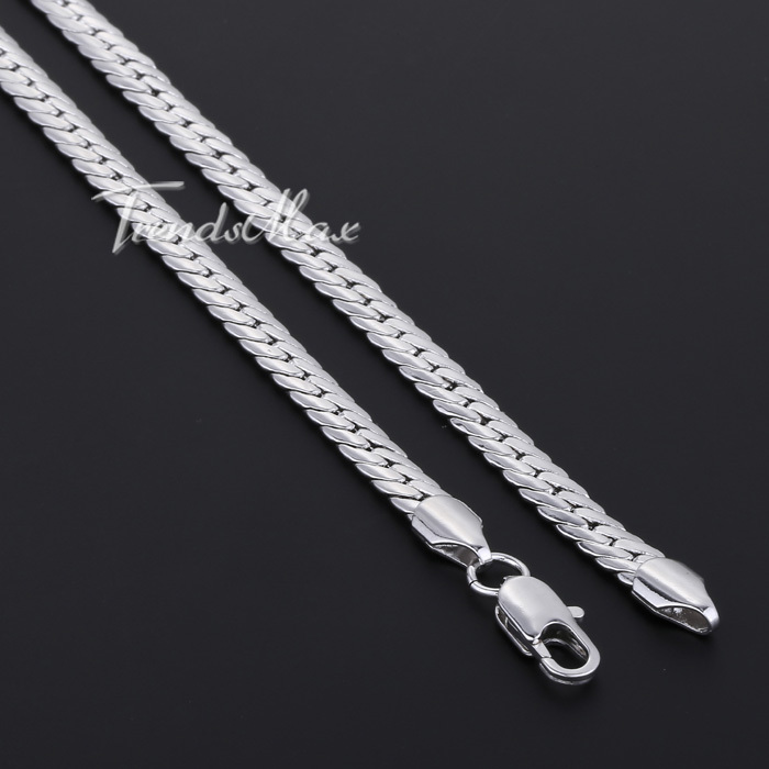 5mm Mens Chain 18K White Yellow Gold Filled Necklace Flat Close Curb ...