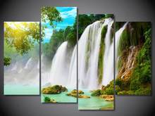 4 Panel Free shipping Natural waterfall print painting on canvas Wall Art Picture Home Decoration/we313