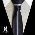 NEW Designer Panel Necktie Men Luxury Patchwork Ties Half Solid Black with White Vertical Striped Cravates