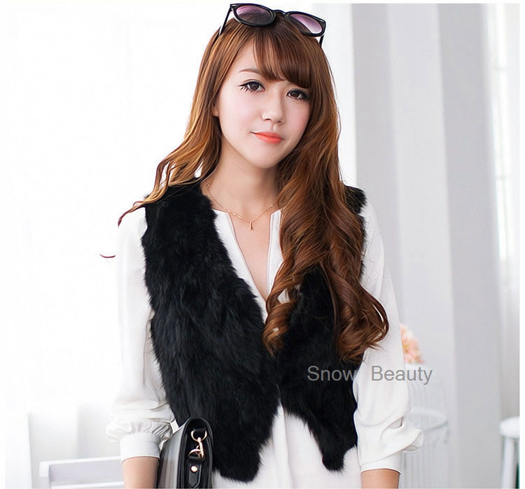 women rabbit fur vest short (1)