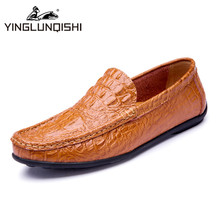 2016 Handmade Leather Men Shoes Moccasins Shoes Men Flats Casual Men Loafers Crocodile Soft Leather Shoes High Quality