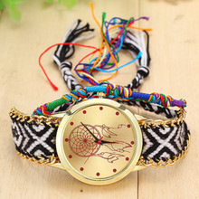 Vintage Women Geneva Watch Native Handmade Quartz Watch Knitted Dreamcatcher Friendship Watch relojes mujer 2015 BW