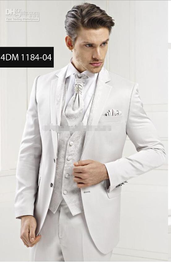 New Arrival Custom made 2015 good Design Groom Tuxedos white Wedding Groomsman Suit Groomsman Bridegroom Suits (Jacket+Pants+Tie