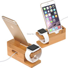 100% Natural Bamboo Charging Dock Station Bracket Cradle Stand Holder For APPLE iPhone 6PLUS/6/5S/5C/5/4S/4/For i watch