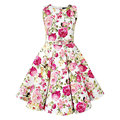 2016 Fashion New Summer Dress Vintage Retro Floral Print Dress Vestido De Festa Round Neck Sleeveless