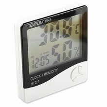 Lcd LED luz de interior de digitaces sensores de temperatura del termómetro higrómetro humedad C / f reloj de tiempo alarma calendario con retroiluminación Meter
