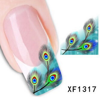 Peacock feathers blue Art Nail Sticker Decal Gel Beauty polish makeup party proud as a peacock