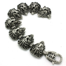 Mens Boys 316L Stainless Steel Cool Punk Gothic Lion King Head Link Cool Bracelet