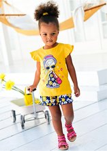 Children baby girls clothing sets kids clothes Cartoon T shirt Short Pants Sport Suits 2015 Kids