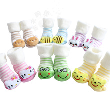 Thicken socks for new born baby 1-9 months,3D cartoon baby socks 7 colors cotton cute kids sock baby rattle socks B010