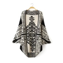 2015 New Autumn Winter Double Wear Women Wool Coats Long Sleeve Vintage Totems Sweaters Cardigans Tops