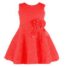 Retail NEW Summer girl dress,lace, bow princess dress, sleeveless fashion, elegant dress for girl, pink