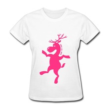 Short Sleeve Tee Women s Christmas Reindeer Exercising Custom Your Own Short Sleeve Tee Shirts for