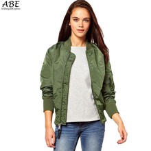 Hot Sale Womens Bomber Jackets Black/Army Baseball Jacket Coat Female Wild Short Zipper Jaqueta Sports Jacket Outwear