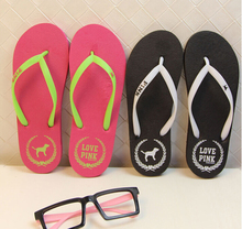 2016 New PINK puppy flat sandals women candy colored female summer beach slippers with flat sandals flip flops free shipping