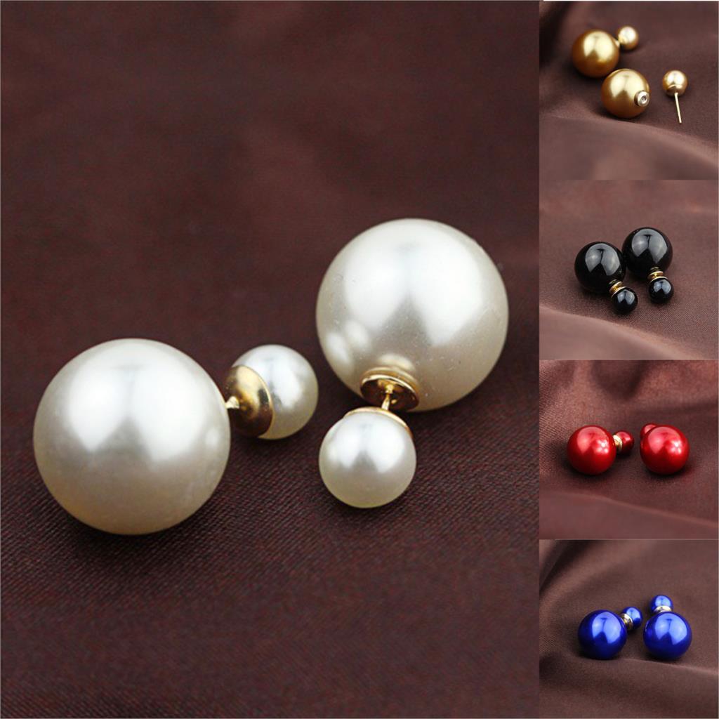 Vintage Pearl Stud Earrings Fashion Golden Earring for Women Summer Style Luxurious Ball Colorful Earrings in