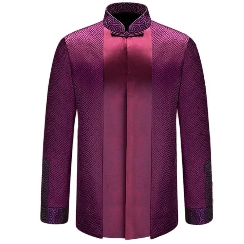 men's traditional chinese clothing stand collar long sleeves silk chinese traditional men clothes silk tunic tang jacket