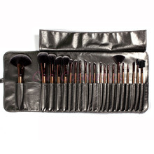 21 Pieces Professional Makeup Brush Sets Black Golden Synthetic Hair Ultra fine with Silver gray Leather