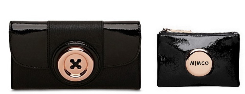 MIMCO BLK ROSE GOLD LASTRE BUTTON WALLET AND BLAC...