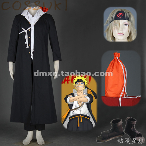Free Shipping! Stock! Naruto Uzumaki Naruto Shippuden Konoha Gakuen Den Full Set Cosplay Costume Suits ,Perfect custom for you!