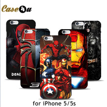 Marvel Avengers Captain America Shield Iron man Hard Case Cover for fundas iPhone 5 5s Spiderman Deadpool Painted Pattern