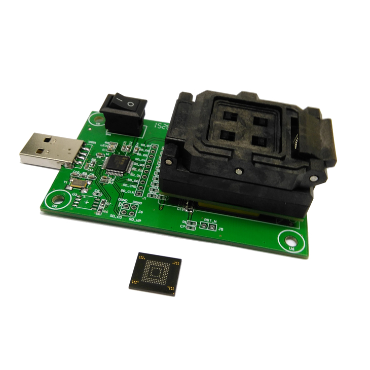 eMMC153/169 socket with USB nand flash test socket size 14x18 Pin Pitch 0.5mm for BGA169 BGA153 testing Clamshell Structure