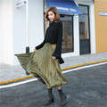 High quality vintage elegant pleated skirt saia autumn faldas high waist long skirts womens jupe European