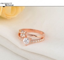 LZESHINE Brand Heart Shape Austrian Crystal Promise Ring Real 18K Gold Plate SWA Element Ladies Rings