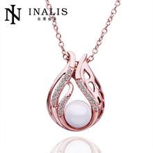 N548 New Design Wedding Women Necklace 18K Gold Plated Austrian Crystal Pendant Necklace Pearl Jewlery Vintage Statement collar