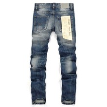 2016 Spring autumn ripped holes denim men s jeans Europe famous brand the water washed trousers