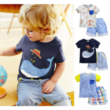 Branded 100% Cotton 2016 Baby Boys Clothing Toddler 2pcs Children Suits Summer Baby Kids Clothes Clothing Sets Short Sleeve Boys