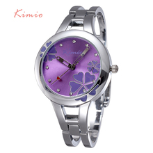 KIMIO women watch clover famous brand ladies fashion stainless steel bracelet quartz watch women Lucky wrist watches for women