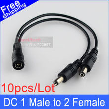 10pcs DC Power 12V Pigtail 2.1*5.5mm 1 Female to 2 Male Y Splitter Plug Cable Jack
