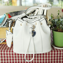 2015 women ladies Korean Fashion Handbag Shoulder Bag Messenger Bag Bucket Bag Black White Beige Yellow